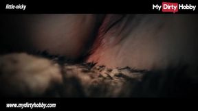 Redhead German MILF welcomes off with big dildo