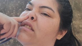 Pervert blows her nose and snot comes out of it