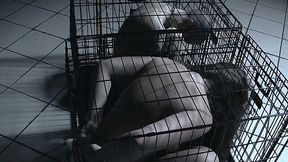 Brunette beautiful white chick with gorgeous ass nude and restrained for punishment