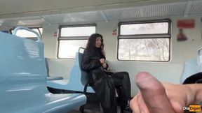 Stranger Girl Flashes Dick on Train Gives Blowjob