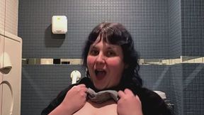 BBW sneaks to bathroom to flash you