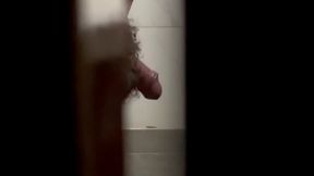 Spying On Mature Hairy Man's Delicious Dick In Shower