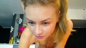 Outrageous blonde hot teenie on webcam flashing pussy