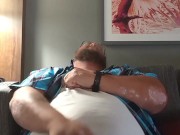 Bear working man solo masterbation punching balls intense cum shot