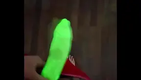Brazilian Amateur Gets Wild in Neon Condom Solo Session