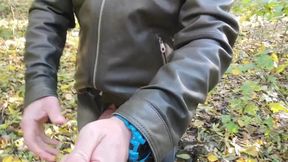Bald Stud Jerks Huge Uncut Cock Forest Cum Gusher