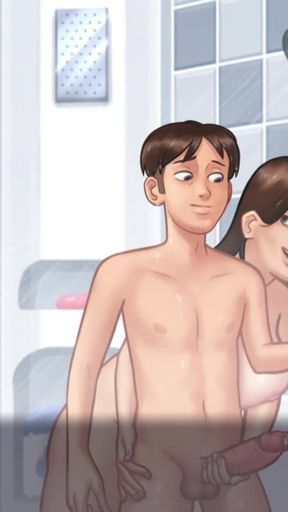 Stepmom Gets Surprise By His Massive Cock In The Shower - Summertime Saga 37 By DarkCookie - 3D Hentai Porn Game   Clip 2