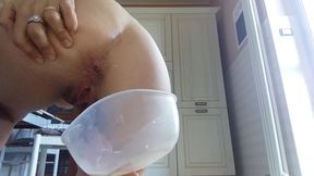 i make a healthy breakfast with my ass. a nice milk enema