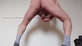 Hands free thong masturbation and ejaculation  into thong