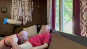 Chubby Daddies Bareback Rim Spank And Gush In Man Pussy