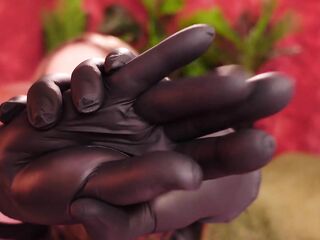 ASMR clip: medical nurse gloves with oil. Sounds triggers.