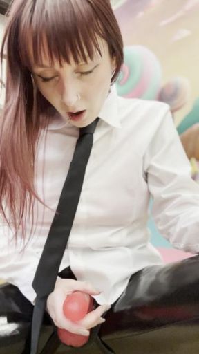 Feeding you my strap-on and spit