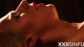 Sexy sensual blonde sucking huge cock before riding it hard