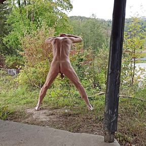 pissing naked in public