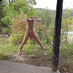 pissing naked in public