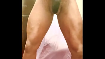 Black Muscle Attired in Revealing  Singlet Delivers  Masturbation and Cum Show