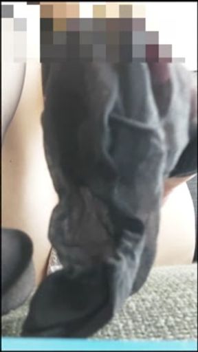 Black stockings. Those who want to be rubbed.