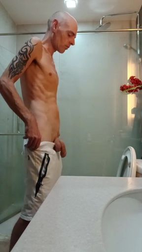 Edging My Big Dick Before Having A Shower