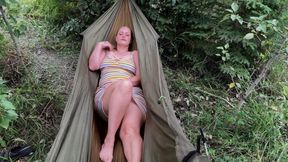 Horny Blonde Rubs Her Wet Pussy in Busy Campground