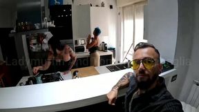 Three big cocks invade celeb's lady muffin in public horror gangbang