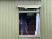 Daring masturbation by the window with cumshot