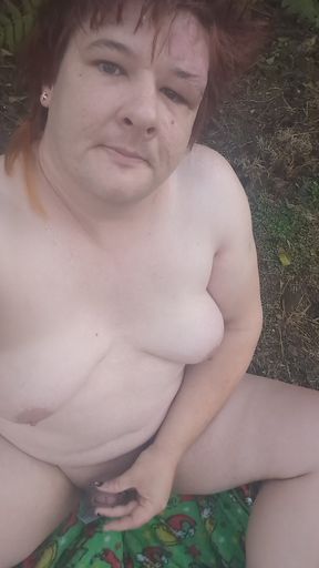 Naked trans girl outside