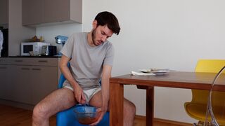 Pissing in our salad bowl and my flatmate comes in!