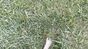 Sexy Foot Goddess D Walking Barefoot Through the Grass and on the Street - Includes Toe Scrunching, Spreading and Wiggling and a Peek at D's Sexy Soles at the End