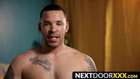 NextDoorXXX.com - Inked jock strokes his massive trimmed cock
