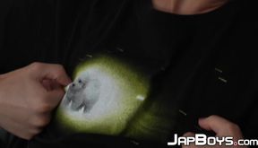 Twink Yukito ass bangs tattooed Japanese Yusaku from behind