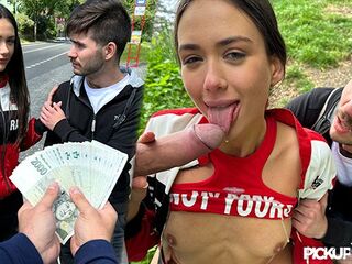 PickupClub - A Rich Dude Picks Up a Hawt Brunette hair Vixi Rafi and Makes her Cheat in Front of her Cuck Boyfriend!