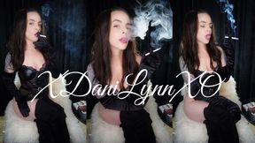 Smoking Wearing Satin Gloves