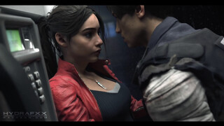 Claire Redfield And Leon In A Phone Booth