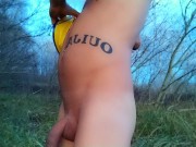 Air inflated twink cums outside and makes deflation