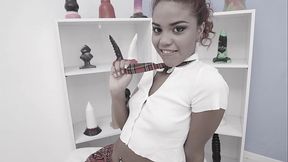 Slutty College Chick Selva Kneels Down For Messy Facials After 4 on 1 DP Gangbang SZ2929