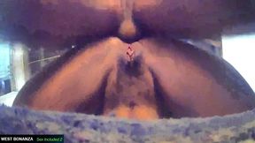 cucumber & cock fucked - she gets anal creampie