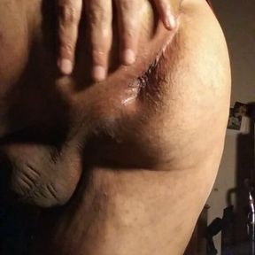 Using his cum to finger my fat ass