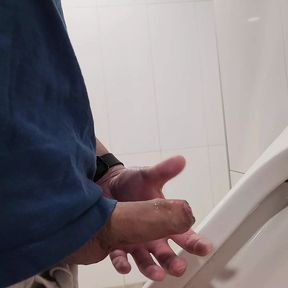 Risky urinal wank and cum