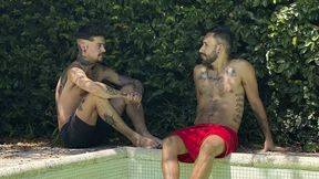 Tattooed Latino Lovers Kendro & Milo Splash into Poolside Passion