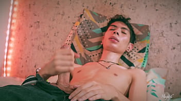Skinny Twink Magic C Solo Spit Masturbation Precum And Cum Play
