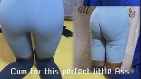 Ass Worship in blue tight gym shorts twerking and Ass clenching Pov