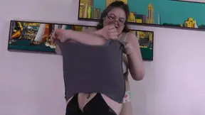 The loser parts her legs &mdash;  revealing a lush &mdash;  hairy pussy