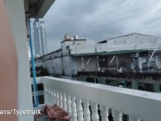 Thai Guy Balcony Risky Jacking off Showing his neighbours.