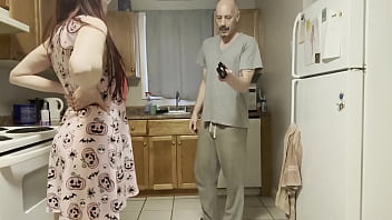 step dad catches step daughter out late drinking, he wont tell step mom if she lets him fuck both her holes