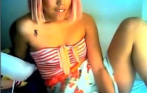 Cute teen tranny tugging on cam