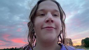 Showing My Body and Having Fun Saying Things in the Evening in an Empty Lake