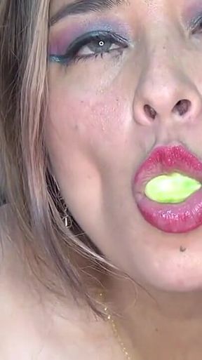 Impressive!! I Play and Swallow Huge Round Candies in the Shape of Melons
