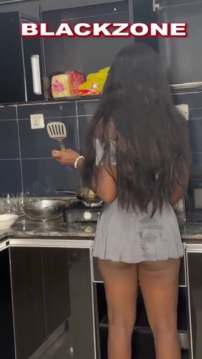 I came to the kitchen to disturb her small while she's cooking   Clip 1