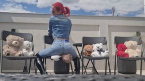 My Naughty Teddy Friends Get What They Came For – Outdoor Facesitting Control & Fart in Jeans & Leather Boots