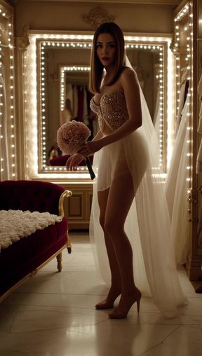 Slim blonde bride gets naughty during a hot AI-generated dirty talk